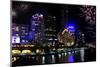 Panorama of Melbourne City, with New Year Fireworks-Robyn Mackenzie-Mounted Photographic Print