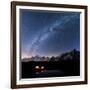 Panorama of Mont Blanc, Mont De La Saxe and Grand Jorasses under the starry sky, Graian Alps, Courm-Roberto Moiola-Framed Photographic Print