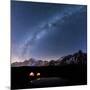 Panorama of Mont Blanc, Mont De La Saxe and Grand Jorasses under the starry sky, Graian Alps, Courm-Roberto Moiola-Mounted Photographic Print