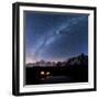Panorama of Mont Blanc, Mont De La Saxe and Grand Jorasses under the starry sky, Graian Alps, Courm-Roberto Moiola-Framed Photographic Print