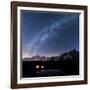 Panorama of Mont Blanc, Mont De La Saxe and Grand Jorasses under the starry sky, Graian Alps, Courm-Roberto Moiola-Framed Photographic Print