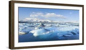 Panorama of Mountains and Icebergs Locked in the Frozen Water-Neale Clark-Framed Photographic Print