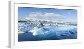 Panorama of Mountains and Icebergs Locked in the Frozen Water-Neale Clark-Framed Photographic Print