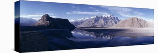 Panorama of Mountains Reflected in the Water of the Indus River, Skardu, Baltistan, Pakistan, Asia-Ursula Gahwiler-Stretched Canvas