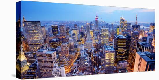 Panorama of New York City in Midtown Manhattan. Low Color Saturation-Sean Pavone-Stretched Canvas