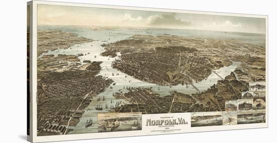 Panorama of Norfolk, Virginia, and Surroundings, 1892-Wellge-Stretched Canvas