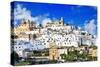 Panorama of Ostuni Beautiful White Town in Puglia, Italy-Maugli-l-Stretched Canvas