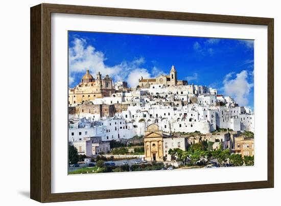 Panorama of Ostuni Beautiful White Town in Puglia, Italy-Maugli-l-Framed Photographic Print