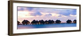 Panorama of over the Water Bungalows at Sunset-BlueOrange Studio-Framed Photographic Print