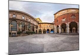 Panorama of Palazzo Della Ragione and Piazza Dei Mercanti in the Morning, Milan, Italy-anshar-Mounted Photographic Print