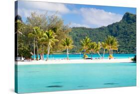 Panorama of Perfect Beach with Coconut Palms in French Polynesia-BlueOrange Studio-Stretched Canvas