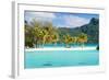 Panorama of Perfect Beach with Coconut Palms in French Polynesia-BlueOrange Studio-Framed Photographic Print