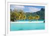 Panorama of Perfect Beach with Coconut Palms in French Polynesia-BlueOrange Studio-Framed Photographic Print