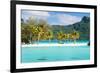 Panorama of Perfect Beach with Coconut Palms in French Polynesia-BlueOrange Studio-Framed Photographic Print
