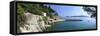 Panorama of Rocky Coast and Harbour, Trsteno, Dubrovnik, Croatia, Europe-John Miller-Framed Stretched Canvas