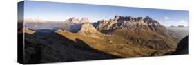 Panorama of Sass Beca Sassolungo and Piz Boa at dawn from Cima Belvedere, Canazei, Val di Fassa, Tr-Roberto Moiola-Stretched Canvas