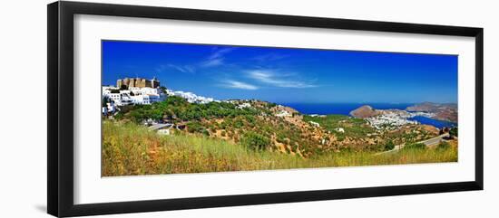 Panorama of Scenic Patmos Island. View of Chora and Monastery. G-Maugli-l-Framed Photographic Print
