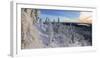 Panorama of snowy landscape and woods framed by blue sky and sun, Ruka, Kuusamo, Ostrobothnia regio-Roberto Moiola-Framed Photographic Print