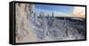 Panorama of snowy landscape and woods framed by blue sky and sun, Ruka, Kuusamo, Ostrobothnia regio-Roberto Moiola-Framed Stretched Canvas