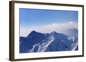 Panorama of Snowy Mountains in Early Morning Fog-BSANI-Framed Photographic Print