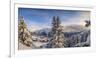 Panorama of Snowy Woods and Mountain Huts Framed by Sunset, Bettmeralp, District of Raron-Roberto Moiola-Framed Photographic Print