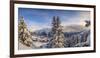 Panorama of Snowy Woods and Mountain Huts Framed by Sunset, Bettmeralp, District of Raron-Roberto Moiola-Framed Photographic Print