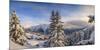 Panorama of Snowy Woods and Mountain Huts Framed by Sunset, Bettmeralp, District of Raron-Roberto Moiola-Mounted Photographic Print
