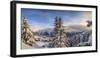 Panorama of Snowy Woods and Mountain Huts Framed by Sunset, Bettmeralp, District of Raron-Roberto Moiola-Framed Photographic Print