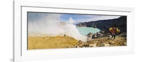 Panorama of Sulphur Worker Appearing Out of Toxic Fumes at Kawah Ijen Volcano, East Java, Indonesia-Matthew Williams-Ellis-Framed Photographic Print