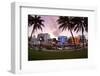 Panorama of the Art Deco Hotels, Ocean Drive at Dusk, Miami South Beach, Art Deco District, Florida-Axel Schmies-Framed Premium Photographic Print