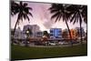 Panorama of the Art Deco Hotels, Ocean Drive at Dusk, Miami South Beach, Art Deco District, Florida-Axel Schmies-Mounted Premium Photographic Print