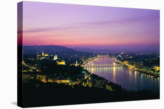 Panorama of the City at Dusk over the River Danube-Gavin Hellier-Stretched Canvas