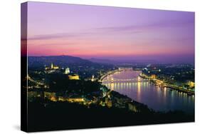 Panorama of the City at Dusk over the River Danube-Gavin Hellier-Stretched Canvas