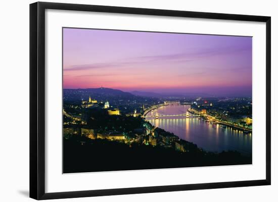 Panorama of the City at Dusk over the River Danube-Gavin Hellier-Framed Photographic Print