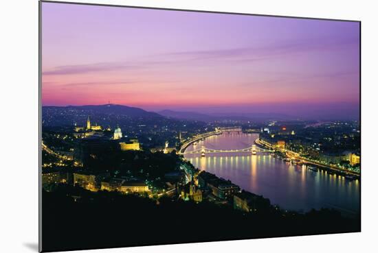 Panorama of the City at Dusk over the River Danube-Gavin Hellier-Mounted Photographic Print