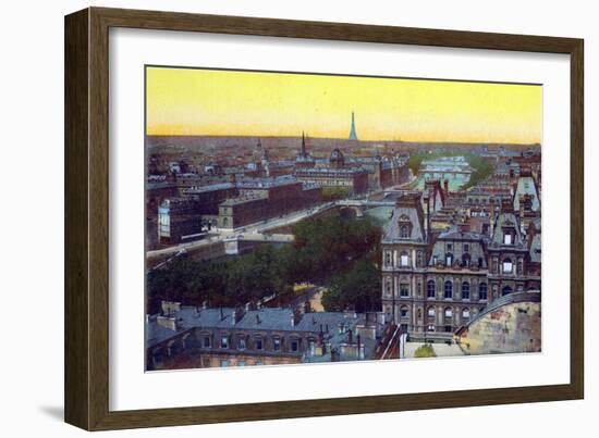 Panorama of the Eight Bridges, from 'Souvenirs De Paris - Monuments Vues En Couleurs'-null-Framed Giclee Print