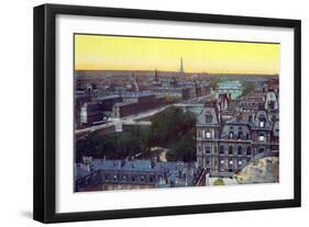 Panorama of the Eight Bridges, from 'Souvenirs De Paris - Monuments Vues En Couleurs'-null-Framed Giclee Print