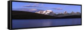 Panorama of the Gran Paradiso Range at Sunset from Lake Rossett-Roberto Moiola-Framed Stretched Canvas