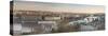 Panorama of the historical bridges and buildings reflected on Vltava River at sunset, Prague, Czech-Roberto Moiola-Stretched Canvas