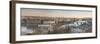 Panorama of the historical bridges and buildings reflected on Vltava River at sunset, Prague, Czech-Roberto Moiola-Framed Photographic Print