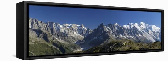 Panorama of the Mountain Range of Mont Blanc, Haute Savoie, French Alps, France-Roberto Moiola-Framed Stretched Canvas