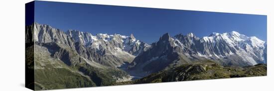 Panorama of the Mountain Range of Mont Blanc, Haute Savoie, French Alps, France-Roberto Moiola-Stretched Canvas