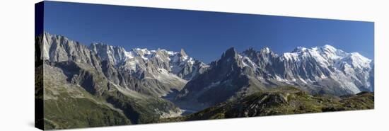 Panorama of the Mountain Range of Mont Blanc, Haute Savoie, French Alps, France-Roberto Moiola-Stretched Canvas