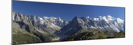 Panorama of the Mountain Range of Mont Blanc, Haute Savoie, French Alps, France-Roberto Moiola-Mounted Premium Photographic Print