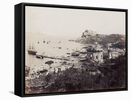 Panorama of the Picturesque Gulf of Baia (Naples), Dotted with Sailboats. in the Foreground, Opposi-Giorgio Sommer-Framed Stretched Canvas