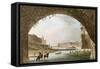 Panorama of the River Seine Seen from Beneath the Pont Neuf Looking West Towards the Louvre-John Claude Nattes-Framed Stretched Canvas