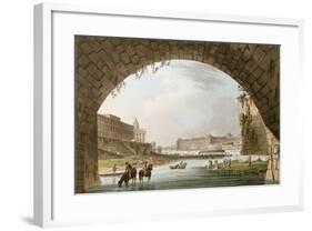 Panorama of the River Seine Seen from Beneath the Pont Neuf Looking West Towards the Louvre-John Claude Nattes-Framed Giclee Print