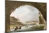 Panorama of the River Seine Seen from Beneath the Pont Neuf Looking West Towards the Louvre-John Claude Nattes-Mounted Giclee Print