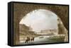 Panorama of the River Seine Seen from Beneath the Pont Neuf Looking West Towards the Louvre-John Claude Nattes-Framed Stretched Canvas