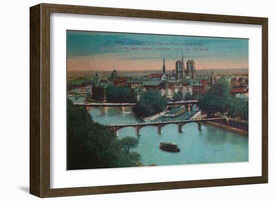 Panorama of the River Seine with Notre-Dame Cathedral and the Îsle de la Cité, Paris, c1920-Unknown-Framed Giclee Print